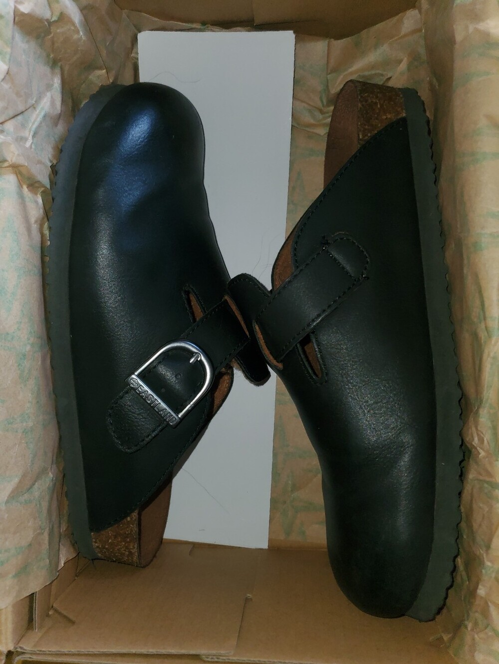 Black Leather Slip-On Clog